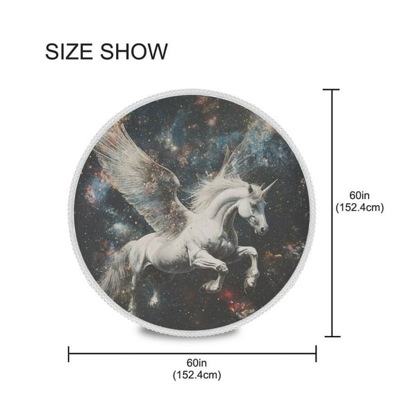YAZAOO Round Tablecloth Unicorn in Space Pattern Tableclothes