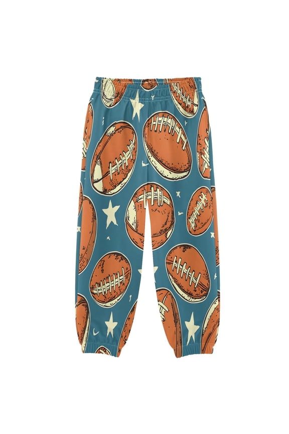 BZSMCE Rugby Pattern (50) Print Elastic Waist Jogger Pants Lightweight Wind Resistant Casual Athletic Trousers with Cuffed Ankles & Side Pockets