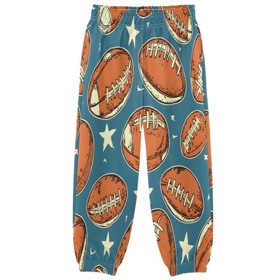 BZSMCE Rugby Tile Stars White Pattern Print Elastic Waist Jogger Pants Lightweight Wind Resistant Casual Athletic Trousers with Cuffed Ankles & Side Pockets