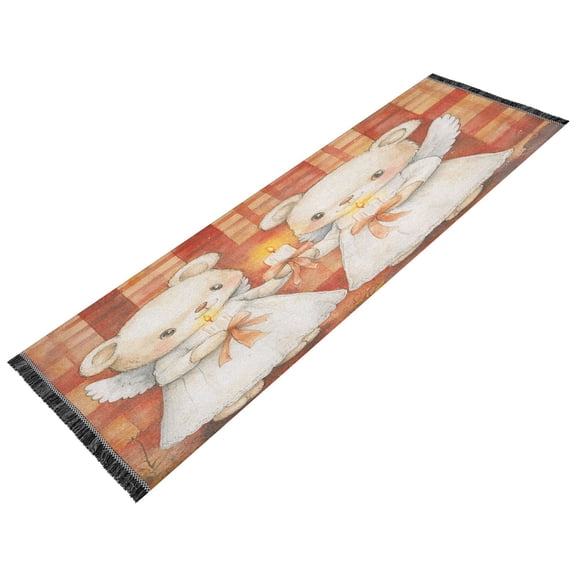 BZSMCE Runner Rug Classical Design Angel Bears Illuminating The Season Style Modern Pattern 72x23.5in Indoor Washable Rug