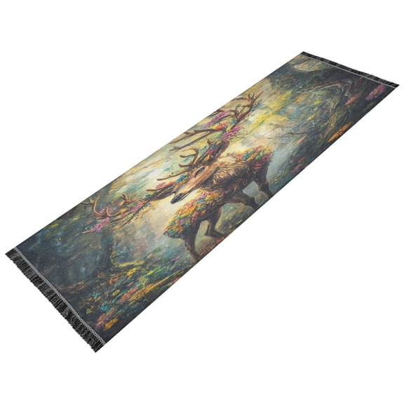 BZSMCE Runner Rug Classical Design Blooming Antlers Of Nature Style Modern Pattern 72x23.5in Indoor Washable Rug