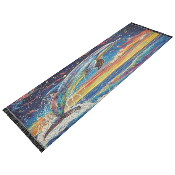 BZSMCE Runner Rug Classical Design Celestial Dolphin Dance Style Modern Pattern 72x23.5in Indoor Washable Rug