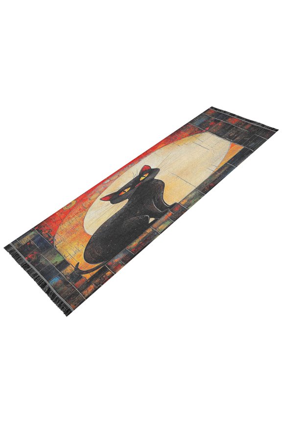 Runner Rug Classical Design Ethereal Midnight Guardian Style Modern Pattern 72x23.5in Indoor Washable Rug
