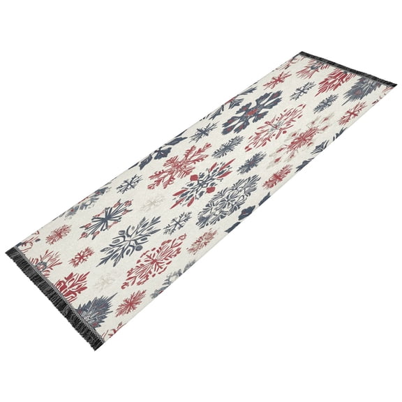BZSMCE Runner Rug Classical Design Festive Winter Snowflakes Style Modern Pattern 72x23.5in Indoor Washable Rug