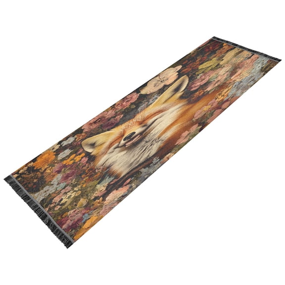 BZSMCE Runner Rug Classical Design Fox in Flowers Style Modern Pattern 72x23.5in Indoor Washable Rug