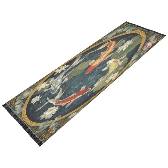 BZSMCE Runner Rug Classical Design Koi Elegance Style Modern Pattern 72x23.5in Indoor Washable Rug
