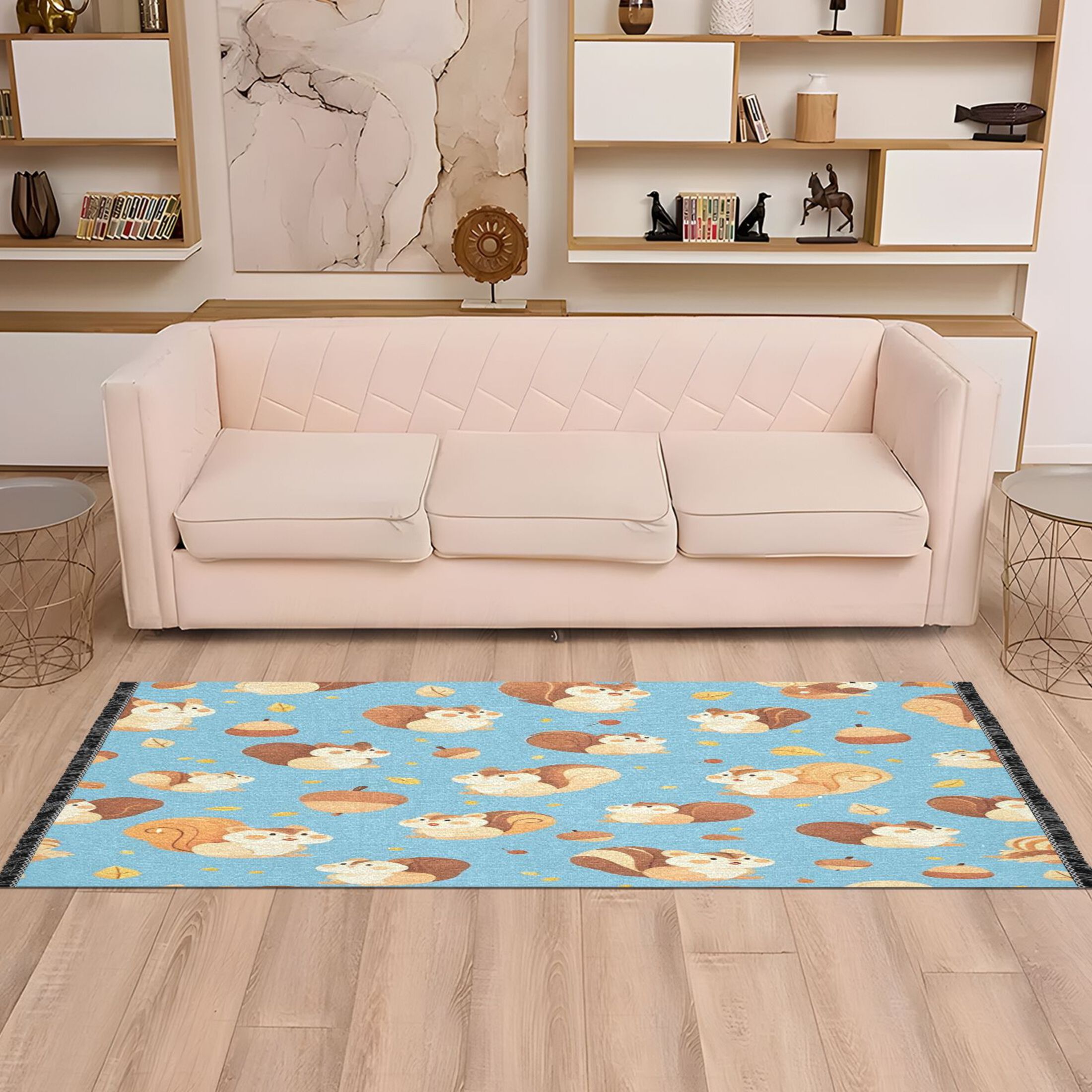 Squircle Rug BZSMCE Runner Rug Classical Design Light Blue Squirrel Modern Pattern ...