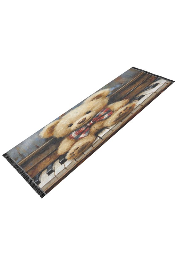 Runner Rug Classical Design Melodic Cuddles Style Modern Pattern 72x23.5in Indoor Washable Rug