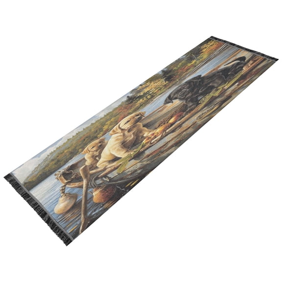 BZSMCE Runner Rug Classical Design Puppies on Lake Adventur Style Modern Pattern 72x23.5in Indoor Washable Rug
