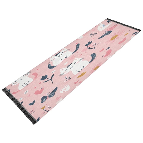 BZSMCE Runner Rug Classical Design Purrfectly Happy Style Modern Pattern 72x23.5in Indoor Washable Rug