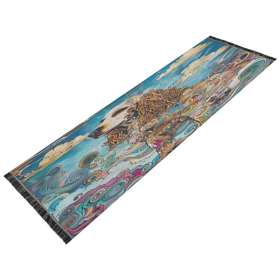 BZSMCE Runner Rug Classical Design Swaying Tails in Swirls Style Modern Pattern 72x23.5in Indoor Washable Rug