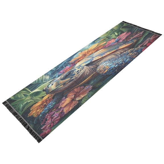 BZSMCE Runner Rug Classical Design Tropical Turtle Escape Style Modern Pattern 72x23.5in Indoor Washable Rug