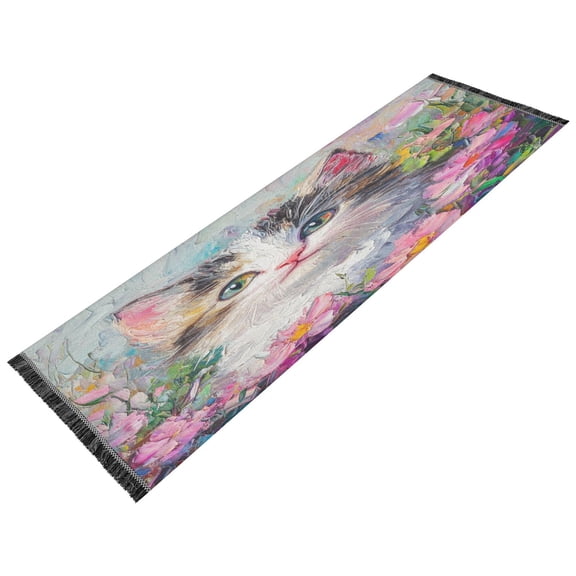 BZSMCE Runner Rug Classical Design Whiskered Wonder in Petals Style Modern Pattern 72x23.5in Indoor Washable Rug
