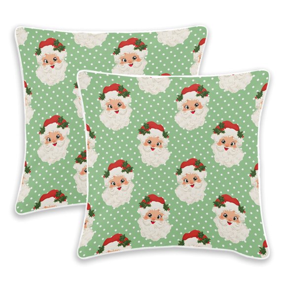BZSMCE Santa Claus Green Polka Throw Pillow Covers Set of 2 Decorative Pillow Cases Covers for Sofa Bed Living Room