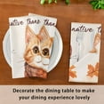 thumbnail image 1 of BZSMCE Satin Native Fab Cotton Dinner Napkin Cat in Autumn Reusable, 1 of 8