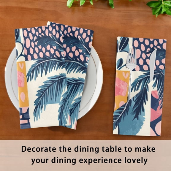 BZSMCE Satin Native Fab Cotton Dinner Napkin Colorful Jungle Themed Patchwork Design Reusable