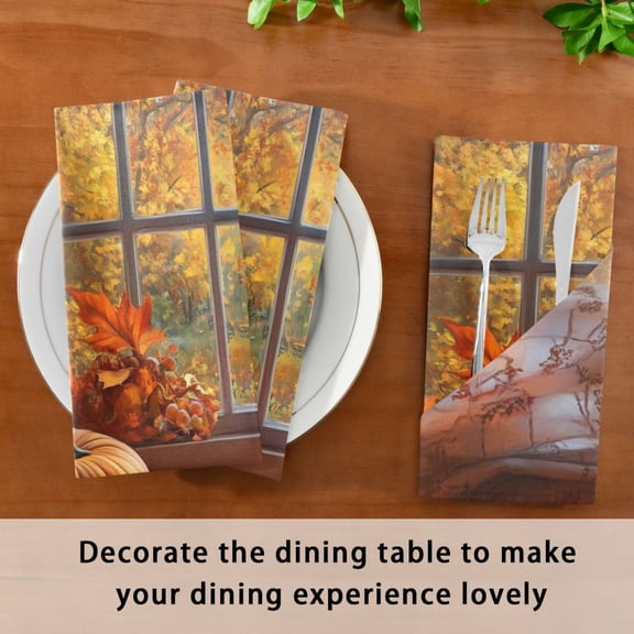 BZSMCE Satin Native Fab Cotton Dinner Napkin Cozy Autumn Reading Nook Reusable