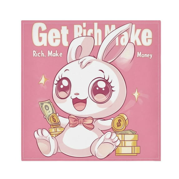 BZSMCE Satin Native Fab Cotton Dinner Napkin Cute Dollar Rabbit Reusable