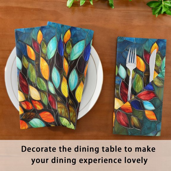 BZSMCE Satin Native Fab Cotton Dinner Napkin Design Glass Tree Reusable