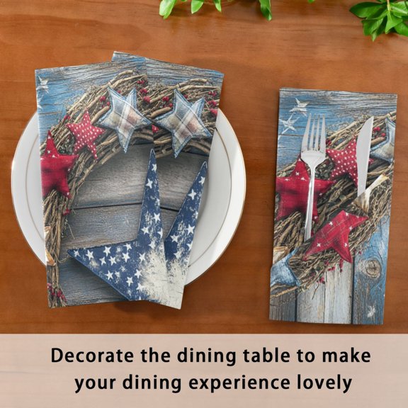 BZSMCE Satin Native Fab Cotton Dinner Napkin Design Stars Pattern Reusable