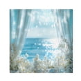 thumbnail image 1 of BZSMCE Satin Native Fab Cotton Dinner Napkin Ocean View Through Floral Window Reusable, 1 of 8