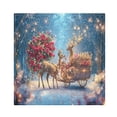 thumbnail image 1 of BZSMCE Satin Native Fab Cotton Dinner Napkin Reindeer Pulling Floral Sleigh Reusable, 1 of 8