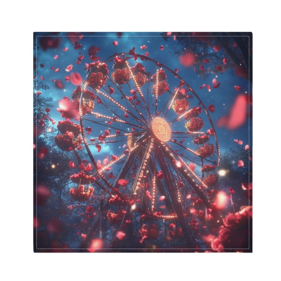 BZSMCE Satin Native Fab Cotton Dinner Napkin Roses Of Ferris Wheel Reusable