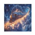 thumbnail image 1 of BZSMCE Satin Native Fab Cotton Dinner Napkin Train Riding on Glowing Clouds Reusable, 1 of 8