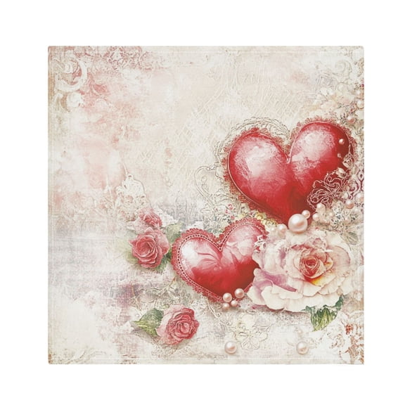 BZSMCE Satin Native Fab Cotton Dinner Napkin Valentines Day Painting Reusable
