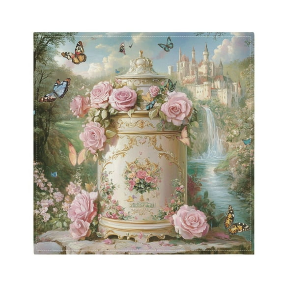 BZSMCE Satin Native Fab Cotton Dinner Napkin White Postbox Painting Reusable