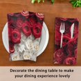 thumbnail image 1 of BZSMCE Satin Native Fab Cotton Dinner Napkin White and Red Rose Reusable, 1 of 8