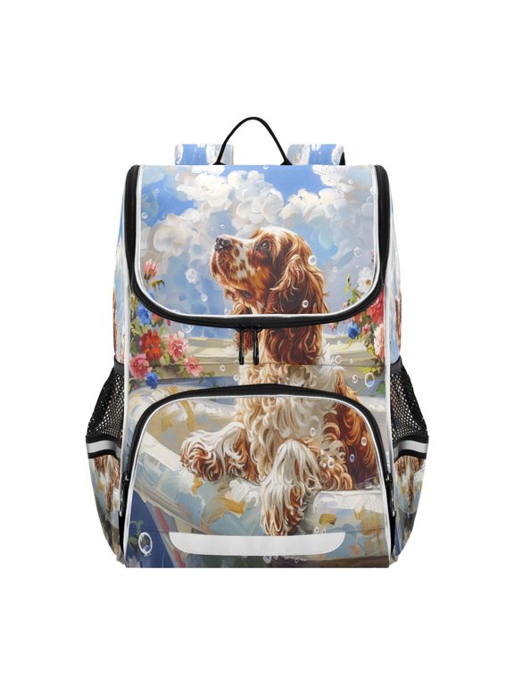 School Backpack Travel Bag Bookbags Bookbags Bubble Bliss with A Cocker Pattern