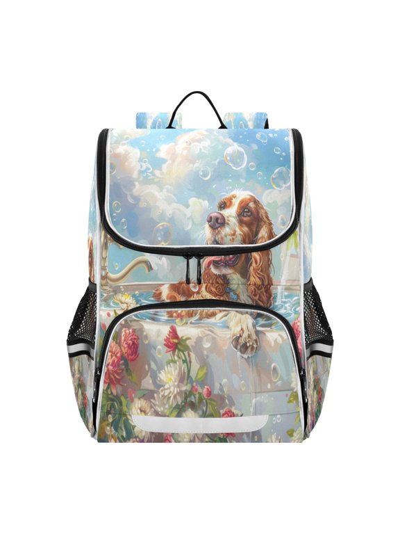 School Backpack Travel Bag Bookbags Bookbags Bubbles and Blooms Pattern