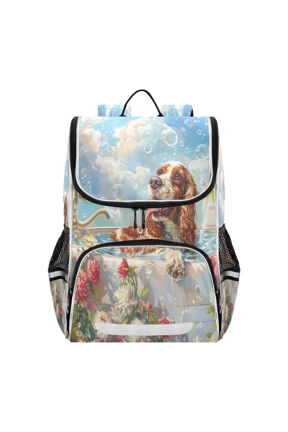 School Backpack Travel Bag Bookbags Bookbags Bubbles and Blooms Pattern