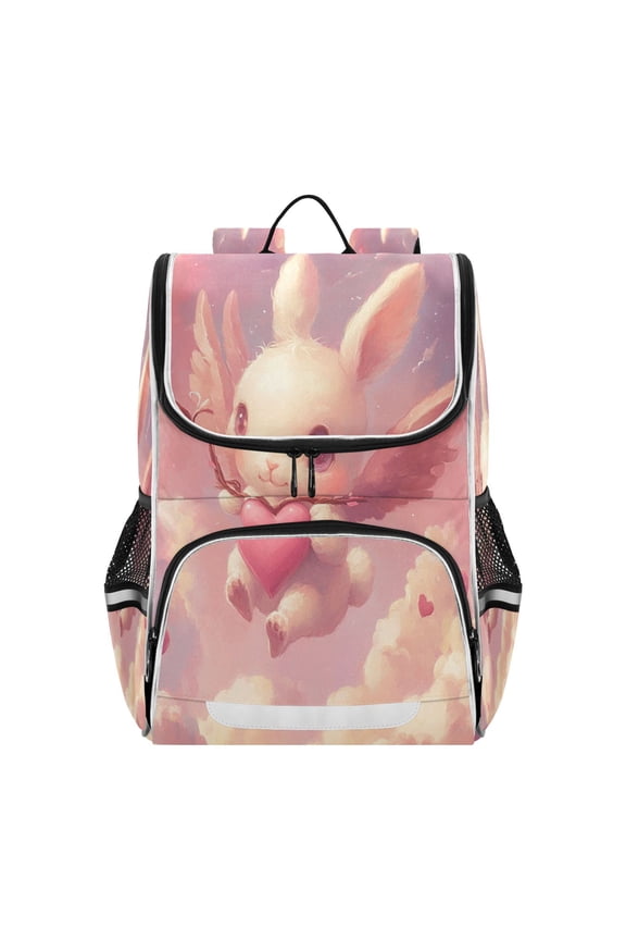 School Backpack Travel Bag Bookbags Bookbags Cupids Bunny Pattern