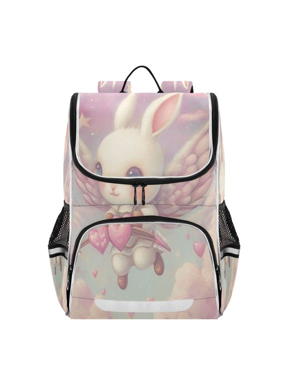 School Backpack Travel Bag Bookbags Bookbags Cupids Bunny Pattern