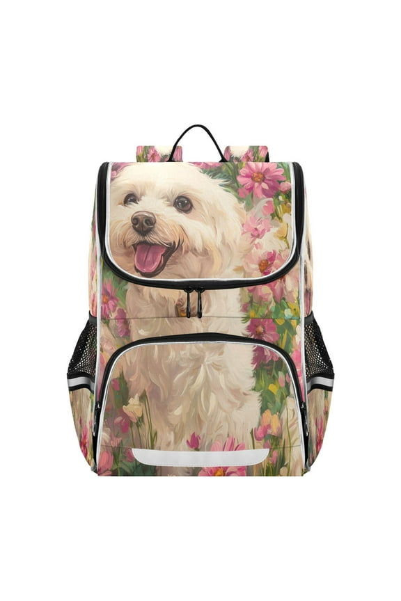 School Backpack Travel Bag Bookbags Bookbags Floral Furry Friend Pattern
