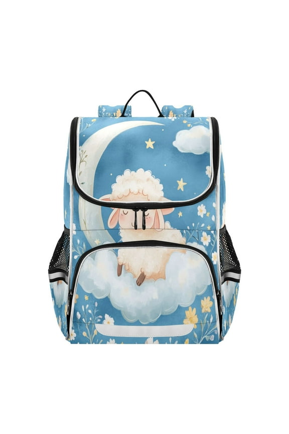 School Backpack Travel Bag Bookbags Bookbags Sheep Resting on Clouds Pattern