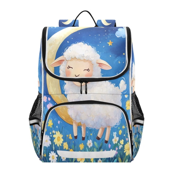 YAZAOO School Backpack Travel Bag Bookbags Bookbags Sheep on A Crescent Moon Pattern