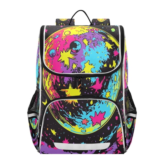 YAZAOO School Backpack Travel Bag Bookbags Bookbags Vibrant Planetary Scene Pattern