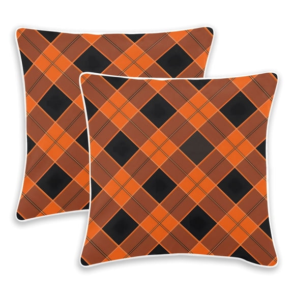 BZSMCE Seam Pattern Orange Black Throw Pillow Covers Set of 2 Decorative Pillow Cases Covers for Sofa Bed Living Room
