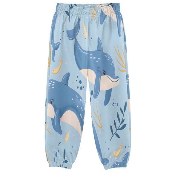 BZSMCE Seamless Dolphi Print Elastic Waist Jogger Pants Lightweight Wind Resistant Casual Athletic Trousers with Cuffed Ankles & Side Pockets