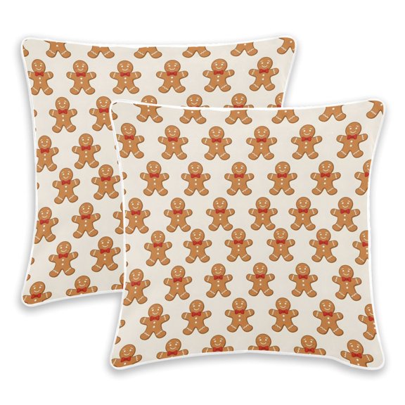 BZSMCE Seamless Gingerbread Man Pattern Throw Pillow Covers Set of 2 Decorative Pillow Cases Covers for Sofa Bed Living Room