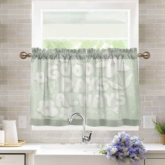 BZSMCE Set of 2 Pieces Kitchen Window Curtain Fashion Bright Days Ahead Pattern 27x24in/27x36in