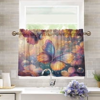 BZSMCE Set of 2 Pieces Kitchen Window Curtain Fashion Butterfly Bliss Printed 27x24in/27x36in