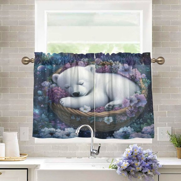BZSMCE Set of 2 Pieces Kitchen Window Curtain Fashion Celestial Dreams Printed 27x24in/27x36in