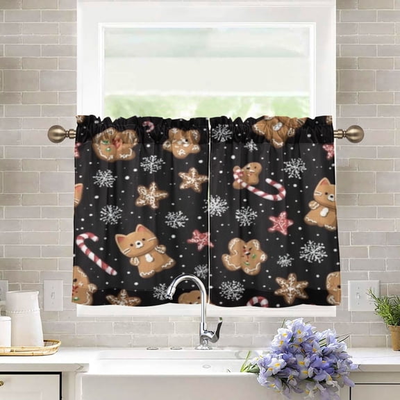 BZSMCE Set of 2 Pieces Kitchen Window Curtain Fashion Critter Sweet Treats Pattern 27x24in/27x36in
