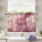 BZSMCE Set of 2 Pieces Kitchen Window Curtain Fashion Floral Dream Printed 27x24in/27x36in