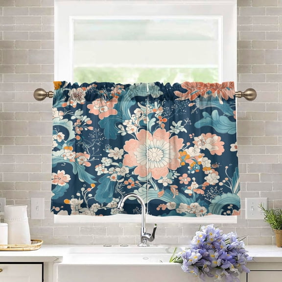 BZSMCE Set of 2 Pieces Kitchen Window Curtain Fashion Floral Dreams Printed 27x24in/27x36in