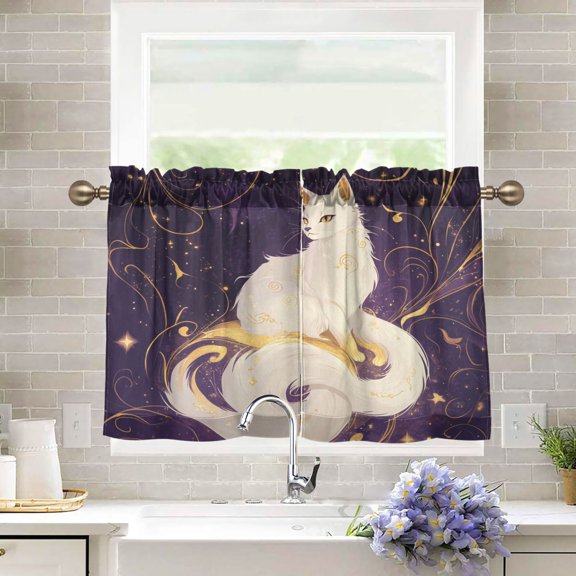 BZSMCE Set of 2 Pieces Kitchen Window Curtain Fashion Galactic Dreams Printed 27x24in/27x36in